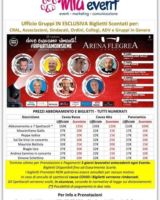 “Dove siamo rimasti – Ripartiamo Insieme” presso l’Arena Flegrea di Napoli, con prezzi scontati per i sangiorgesi