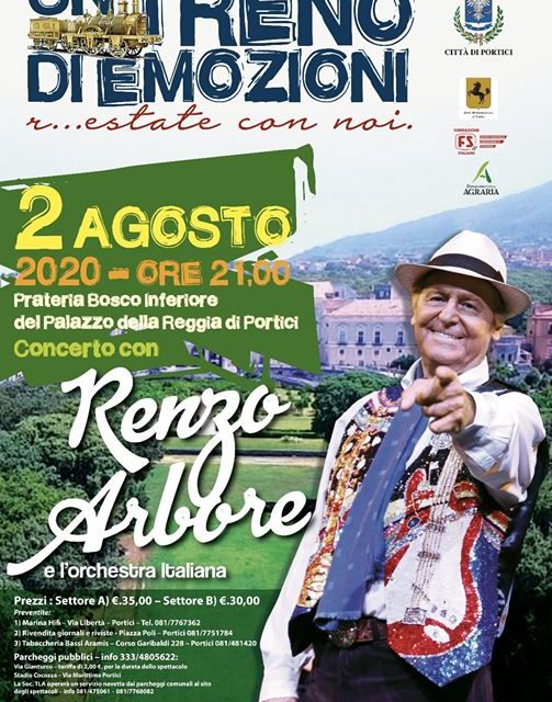 Estate a Portici. un treno di emozioni. Sabato c’è Renzo Arbore e l’Orchestra Italiana