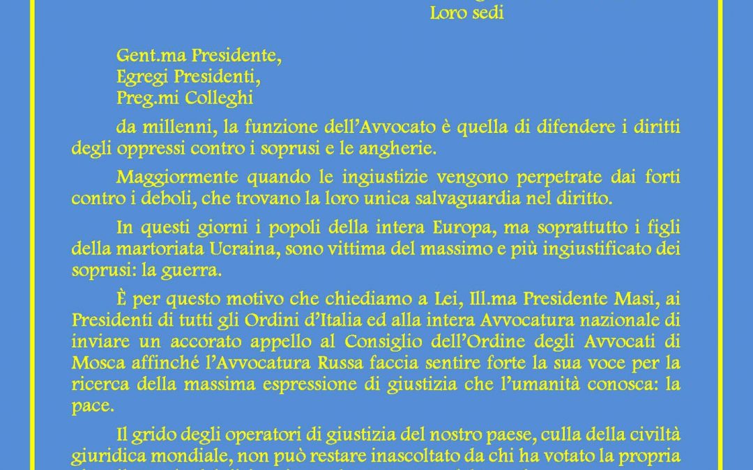 Scontri Russia – Ucraina, dagli avvocati oplontini un forte appello ai colleghi russi