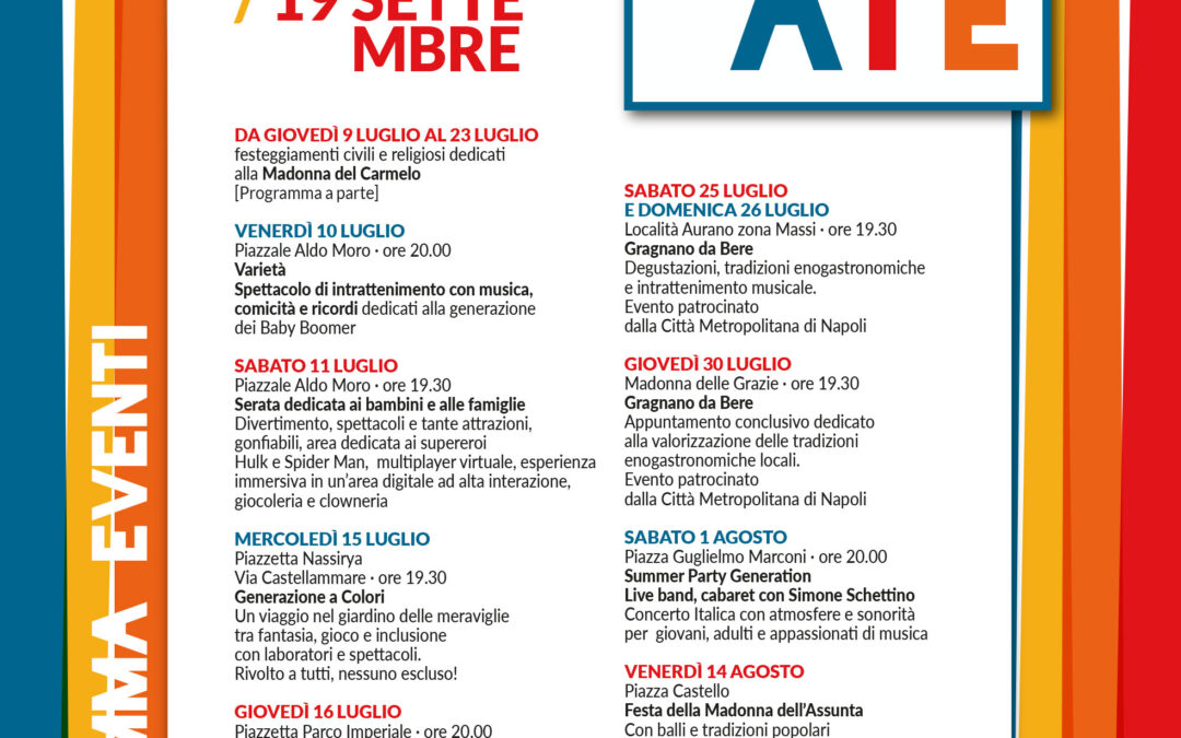 Gragnano, al via “Generazioni d’Estate”: un programma di eventi per vivere la città