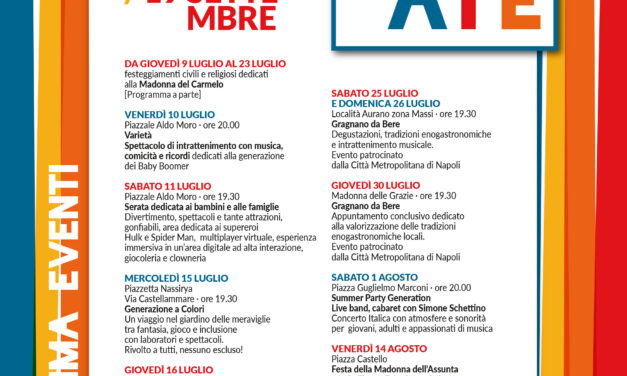 Gragnano, al via “Generazioni d’Estate”: un programma di eventi per vivere la città